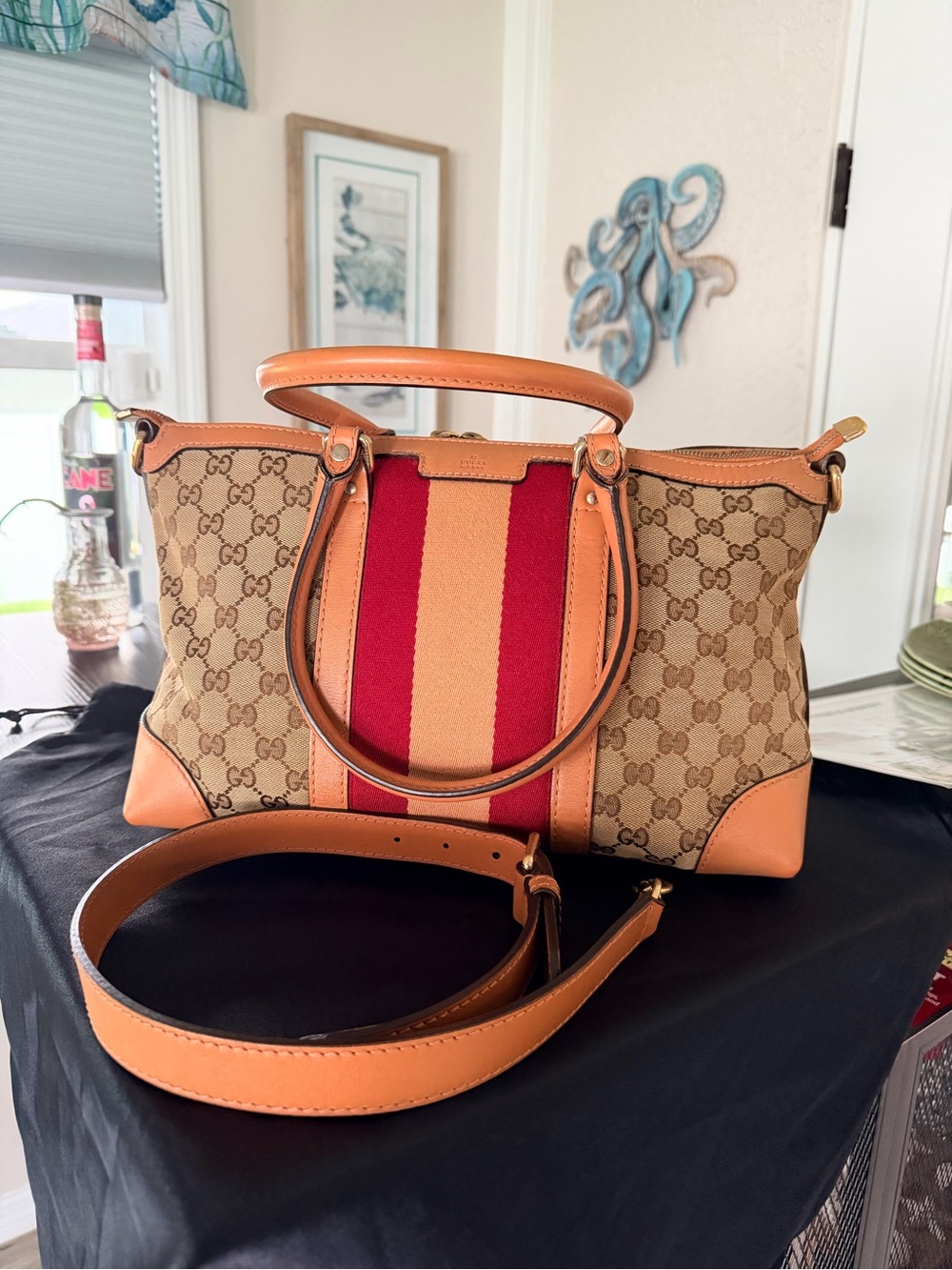Gucci Web Boston Bag GG Canvas Medium pink crossbody